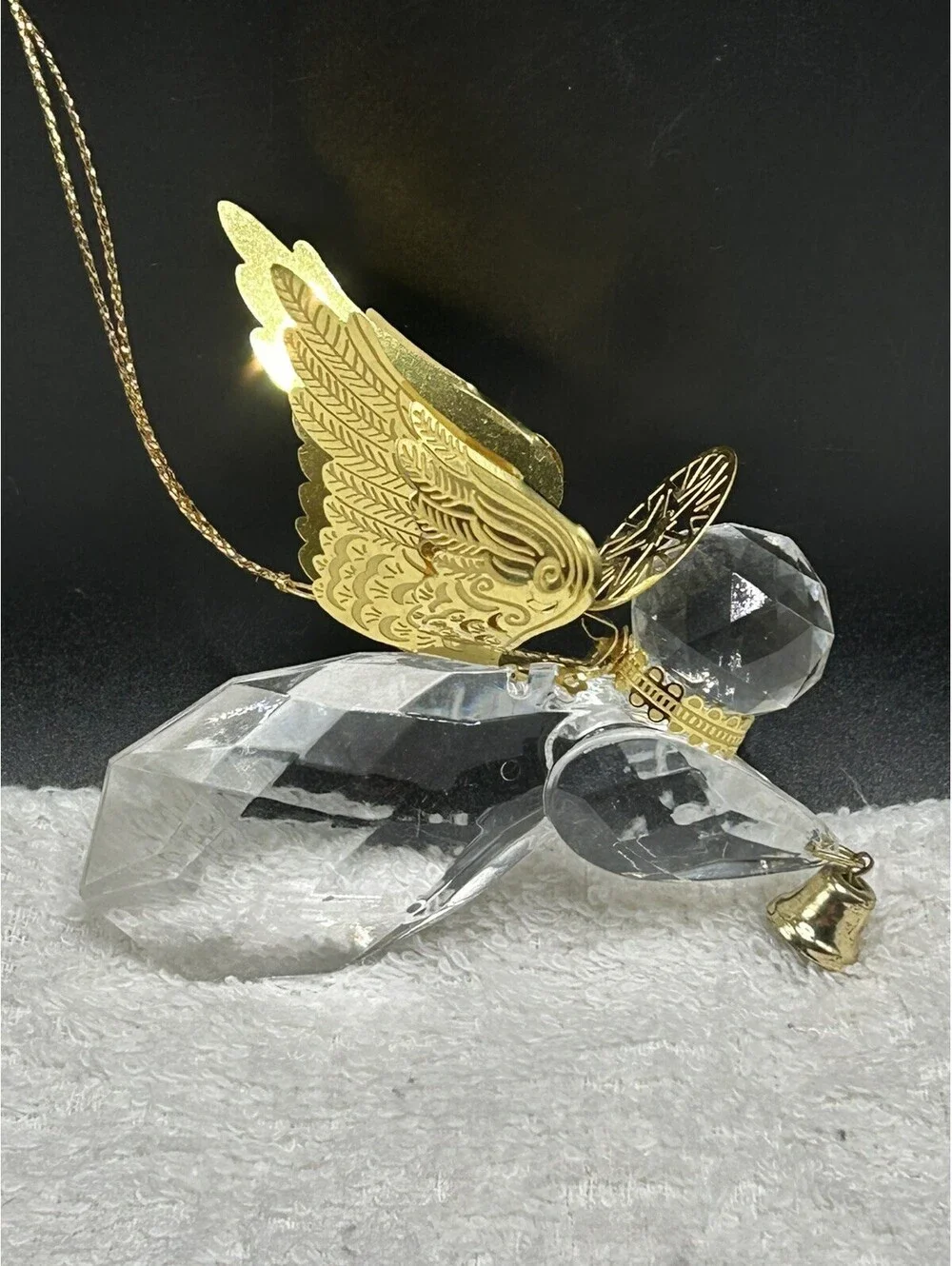 Vintage Filigree Angel Roman Inc Gold Wings Christmas Ornament 1994 ECU